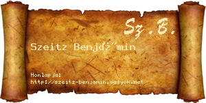 Szeitz Benjámin névjegykártya